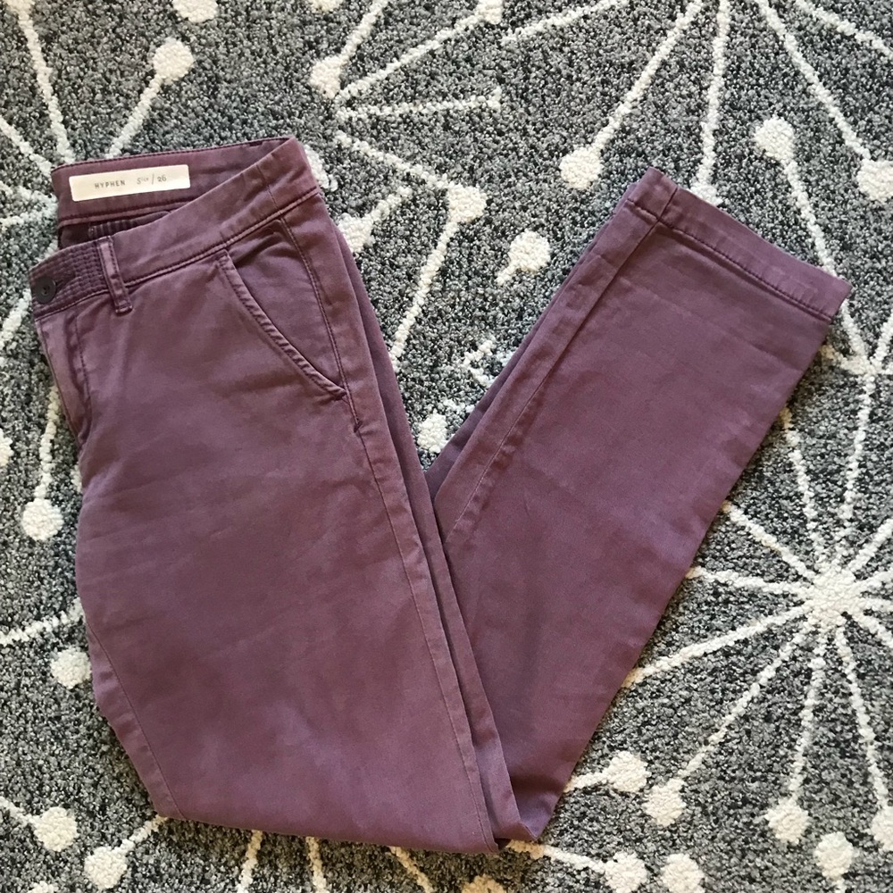 Anthropologie Pilcro and the Letterpress Purple Hyphen Chinos NWOT Size 26